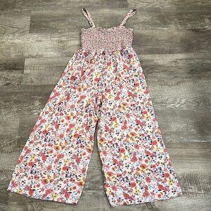 Mi Ami Women's Medium Flocked Multicolor Floral Jumpsuit